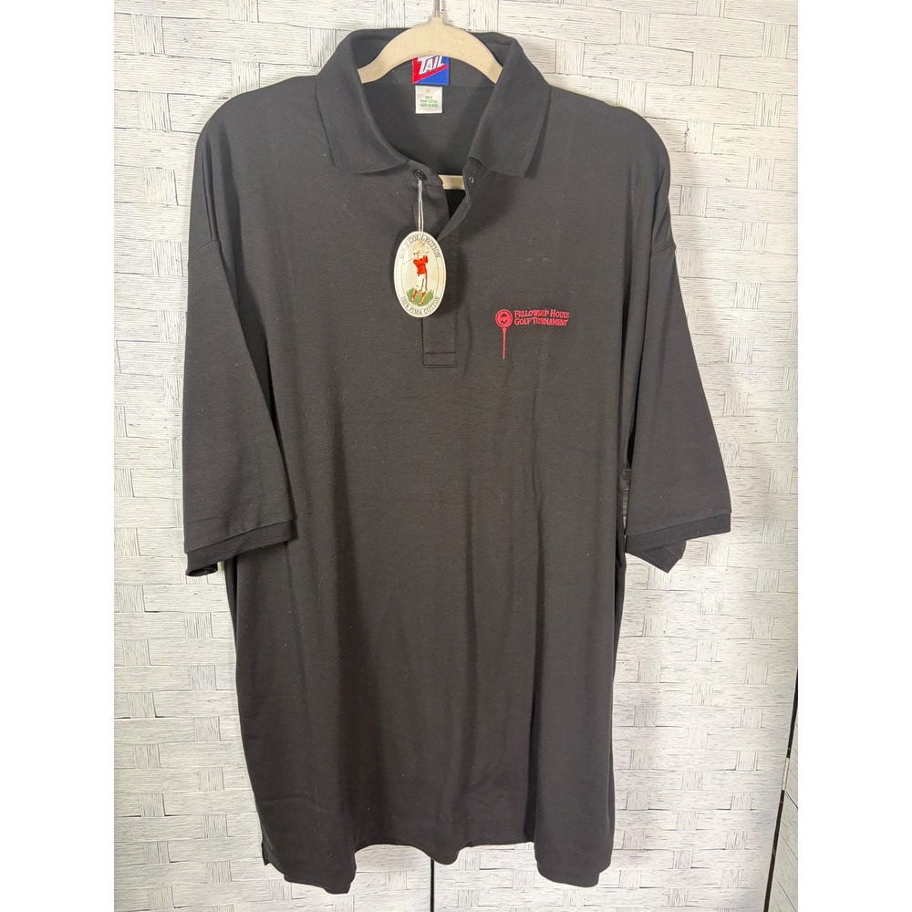 Tail Golf Mens Polo Black Pima Cotton Fellowship House Golf Tournament Vintage